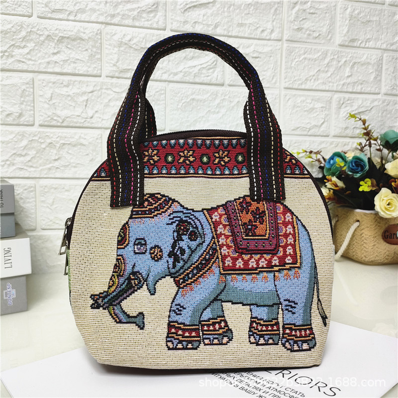 2024 nuevo color de doble cara de dibujos animados de punto bolsa de lona textura de comercio exterior mamá bolsa de compras monedero móvil