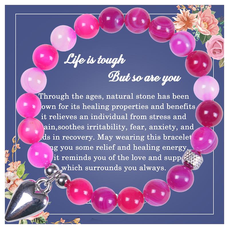 Fashion Heart Shape natural stone Agate Beaded Bracelets 1 Piece