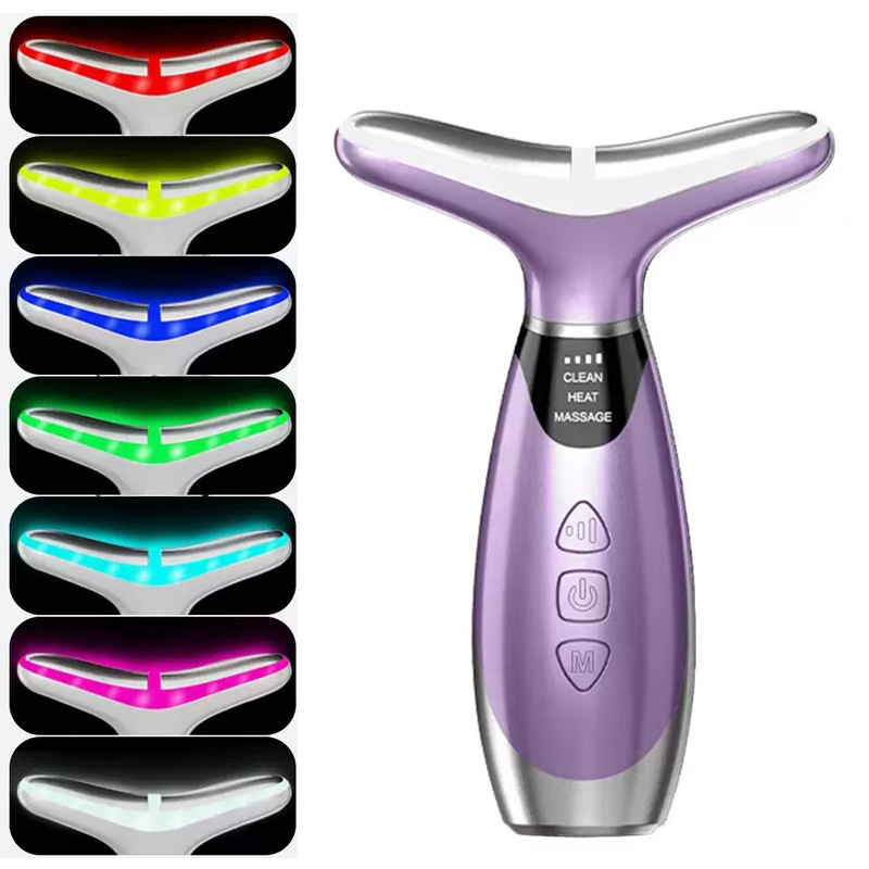 New Seven-color Beauty Neck Instrument Beauty and Skin Rejuvenation Instrument Home Face Litch Shoulder Neck Vibration Introduction Massage Instrument Face