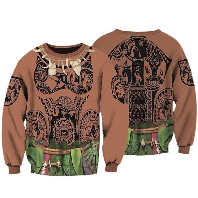 Fun Tribal Clothing 3D Digital Printing Spot Hombres y mujeres con el mismo estilo Primavera y otoño Sudadera suelta de manga larga Suéter de cuello redondo