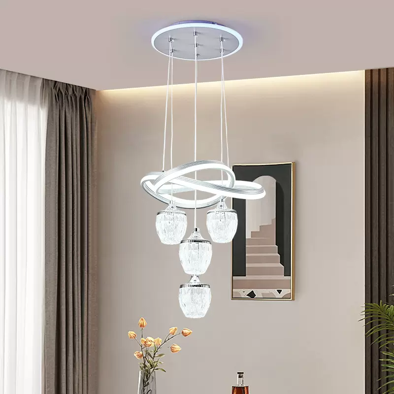 家用餐厅吊灯四头现代简约创意led灯吊灯新款网红楼梯吊灯卧室