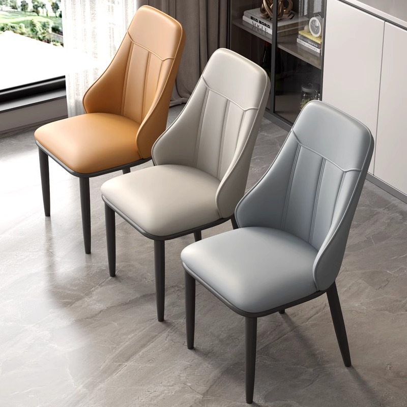 Silla de comedor de lujo ligera silla de cuero de respaldo doméstico italiano silla de comedor moderna silla de comedor en línea silla de comedor con respaldo alto