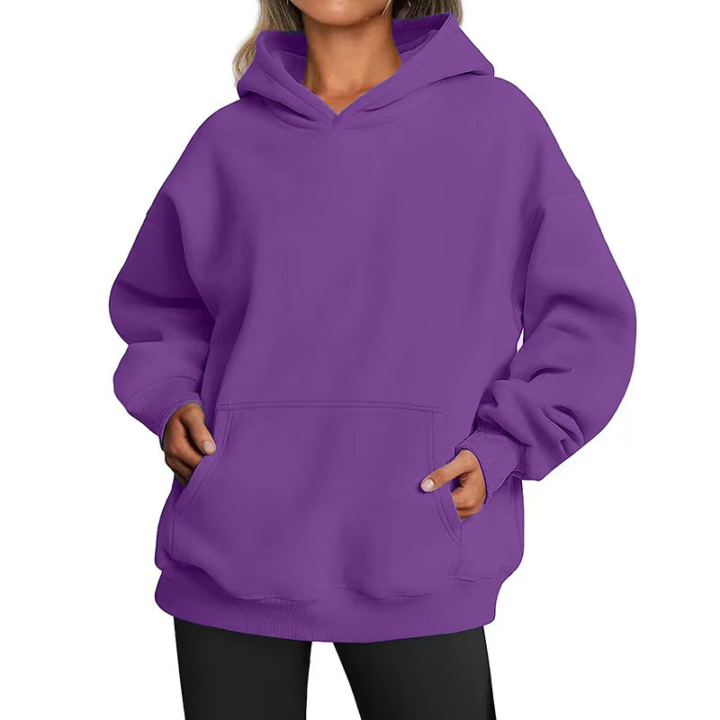 Amazon ヨーロッパとアメリカのクロスボーダー 2024 新しい女性の春と秋のフード付きスウェットシャツカジュアルポケットトップルーズプルオーバー|undefined