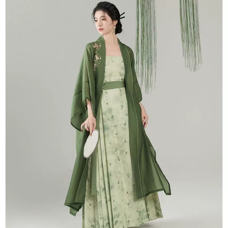 Song Hanfu новый китайский стиль грушевого цветка бегония с прямолинейным рукавом Guофэн 2024 новое платье