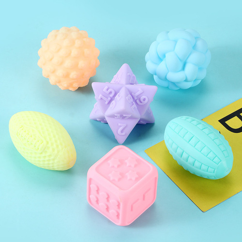 Baby hand-grabbing ball, massage ball with multi-texture perception, tactile stimulating ball, soft rubber, edible toy for children