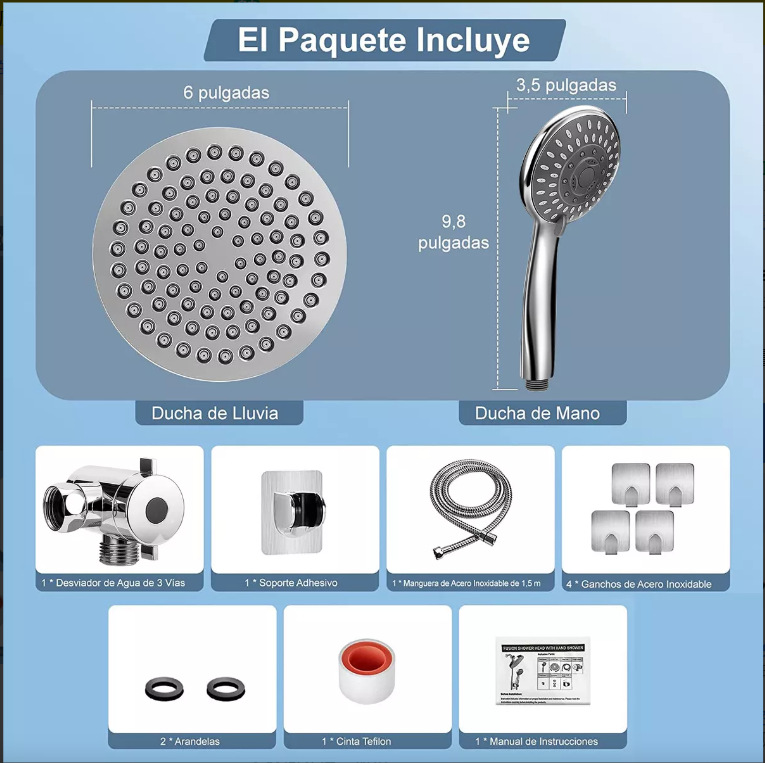 Cross-border exclusive shower set, 6-8 inch pressurized ABS shower top spray, 3-function handheld shower head undefined