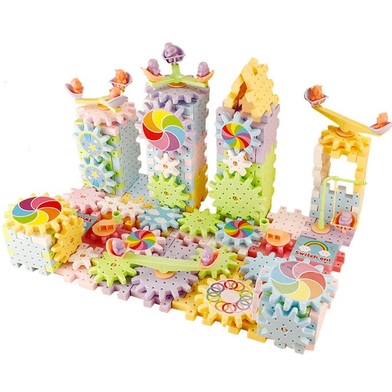 Variable electric constructor with gears, rotating toy, subway, set, Birthday gift