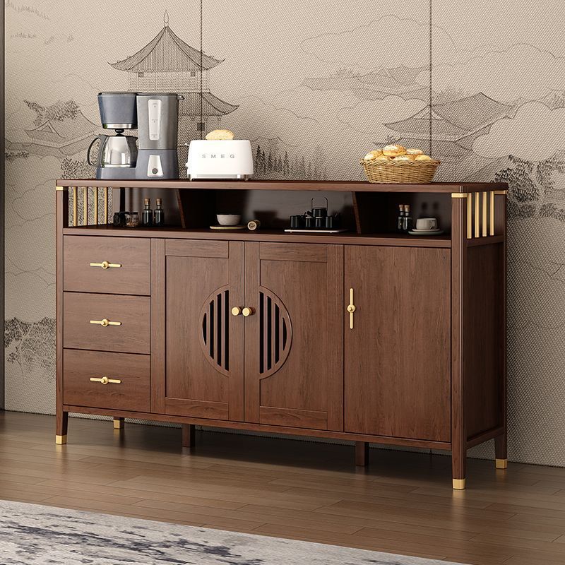 New Chinese Style Sideboard Solid Wood Frame Restaurant Wall Cabinet Storage Cabinet Multi-Functional Living Room Tea Cabinet Storage Cabinet