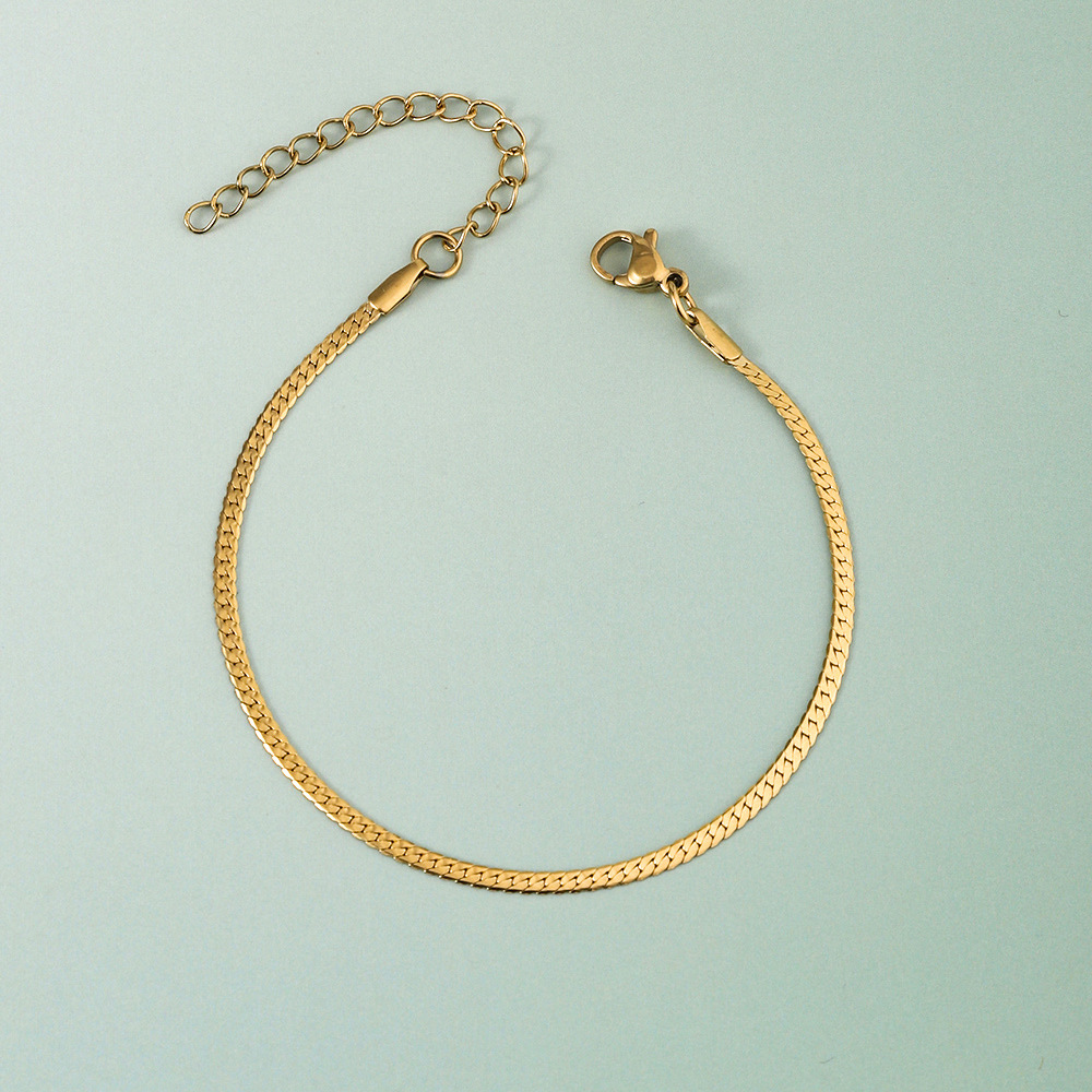 20g Weight 18K Gold Plated Plating Material Chain Bracelet Classification 304 Stainless Steel Chain Material cable chain, snake chain Chain Type 1 Piece Quantity Holiday, Daily Occasion 304 Stainless Steel Material Geometric Pattern Women's Gender Simple Style, Classic Style Style Plating Craft 18K Gold Plated Geometric 304 Stainless Steel Simple Style Classic Style Plating 304 Stainless Steel Chain Bracelet 16