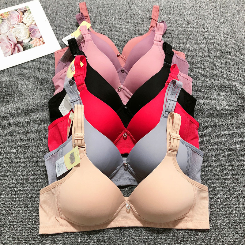 Yingqi 497 simple glossy underwear honeycomb breathable hole baby cotton medium thin mold Cup wireless bra factory price