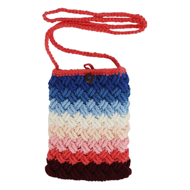 Bolso de punto para pinbao mamá bolso de mensajero tejido a mano bolso de teléfono móvil de lana de las niñas Bolso pequeño hecho a mano