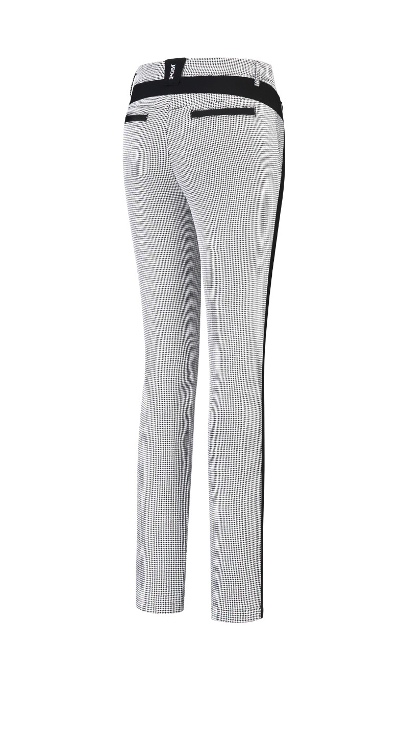 Quần nữ golf họa tiết răng sói (Houndstooth) phối sọc, thiết kế ôm vừa vặn — KUZ119-Quần nữ ca rô đen trắng chi tiết 10