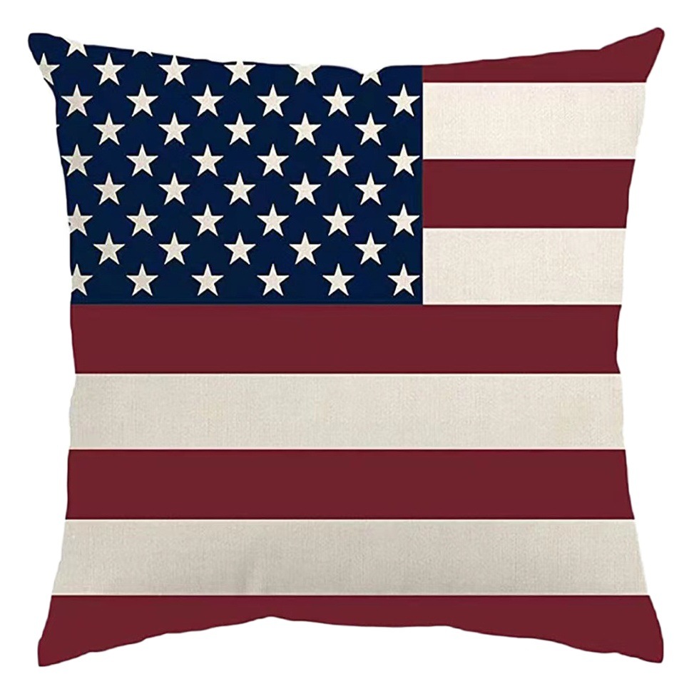 Transfronterizo Día de la Independencia de Amazon impresión lino almohada funda aniversario para celebrar el hogar vestido almohada funda mayorista