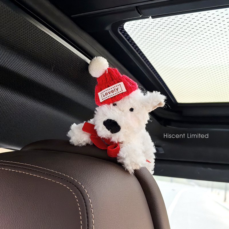 Decoración de la pantalla del coche de West Highland, cachorro garabateado, bloqueo de coche, decoración de la pantalla de control central, accesorios de coche, felpa linda