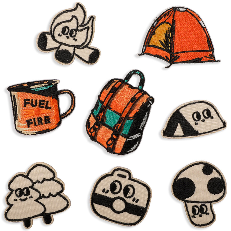 电脑绣花标服装辅料原创露帐篷营系列刺绣贴配饰自粘胶补丁贴布贴