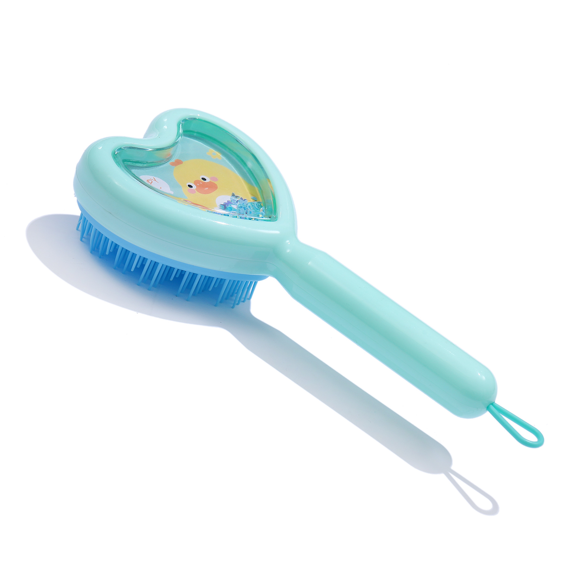 Venta al por mayor transfronteriza en stock nuevo creativo en forma de corazón transparente peine amor brillo lentejuelas dientes largos y cortos portátil viaje peine