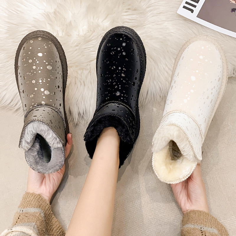 Botas de nieve gruesas y afelpadas para mujer en invierno 2023, zapatos nuevos con suela plana y aislamiento cálido_voghion.com