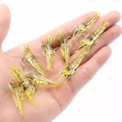 ルアーシミュレーション、小さな草エビ、フック付き発光エビ、ルアー、海釣り、淡水ルアー、ソフトベイト、底に引っ掛かりにくい