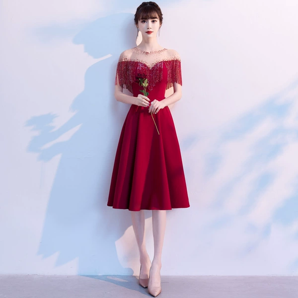 Burgundy, long, mid-length