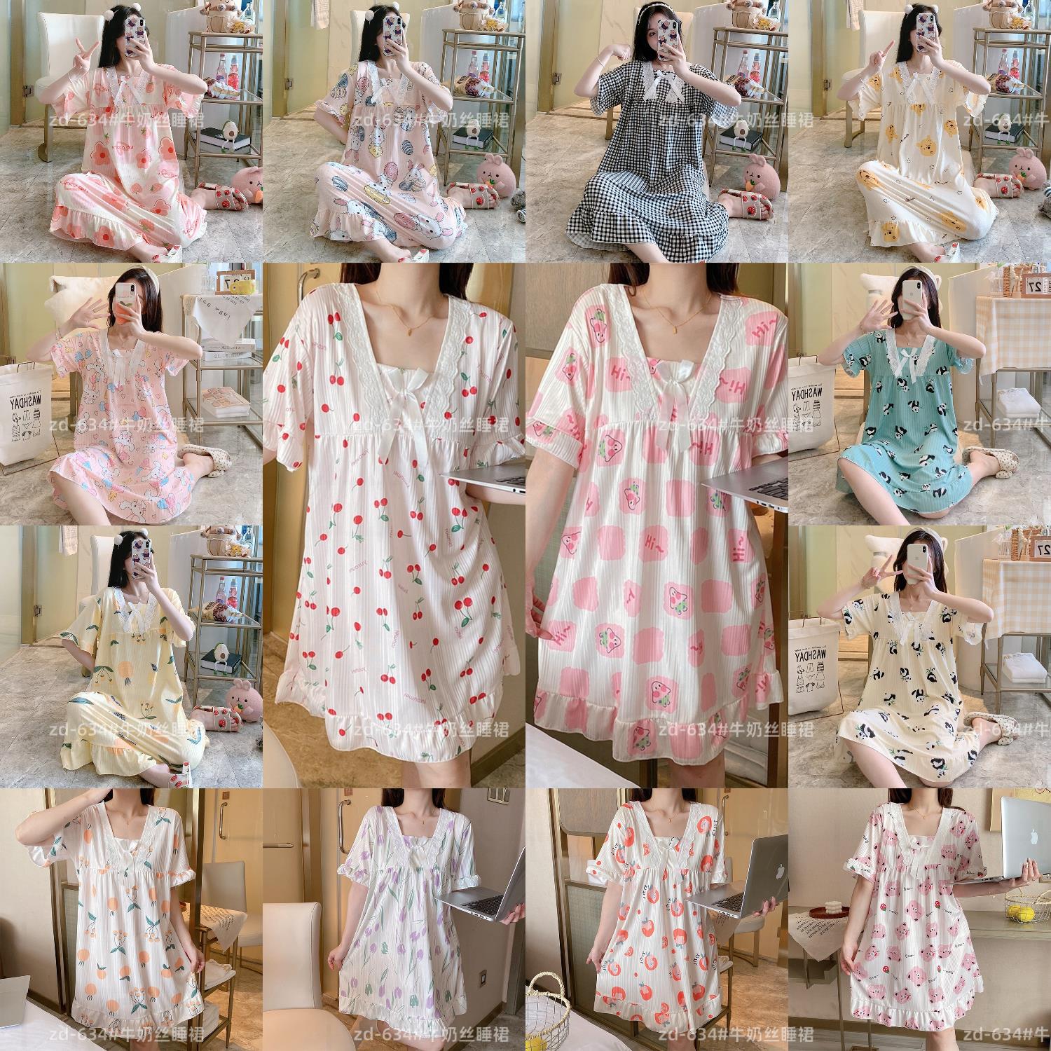 Princess Wind Pijamas de verano mujer dulce vestido encantador ocio más grande vestido de pijama casero en vivo comercio exterior al por mayor