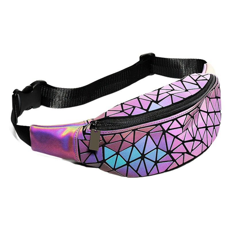 Bolsa de pecho de estilo deportivo 2021 verano Nueva bolsa de cintura luminosa mujer ins Moda geométrica rombo bolsa de mensajero