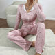Ma Xun 2024 Cross-border Home Wear Casual Printed Pants Long Sleeve European and American Women's Pajamas Two-piece Set
