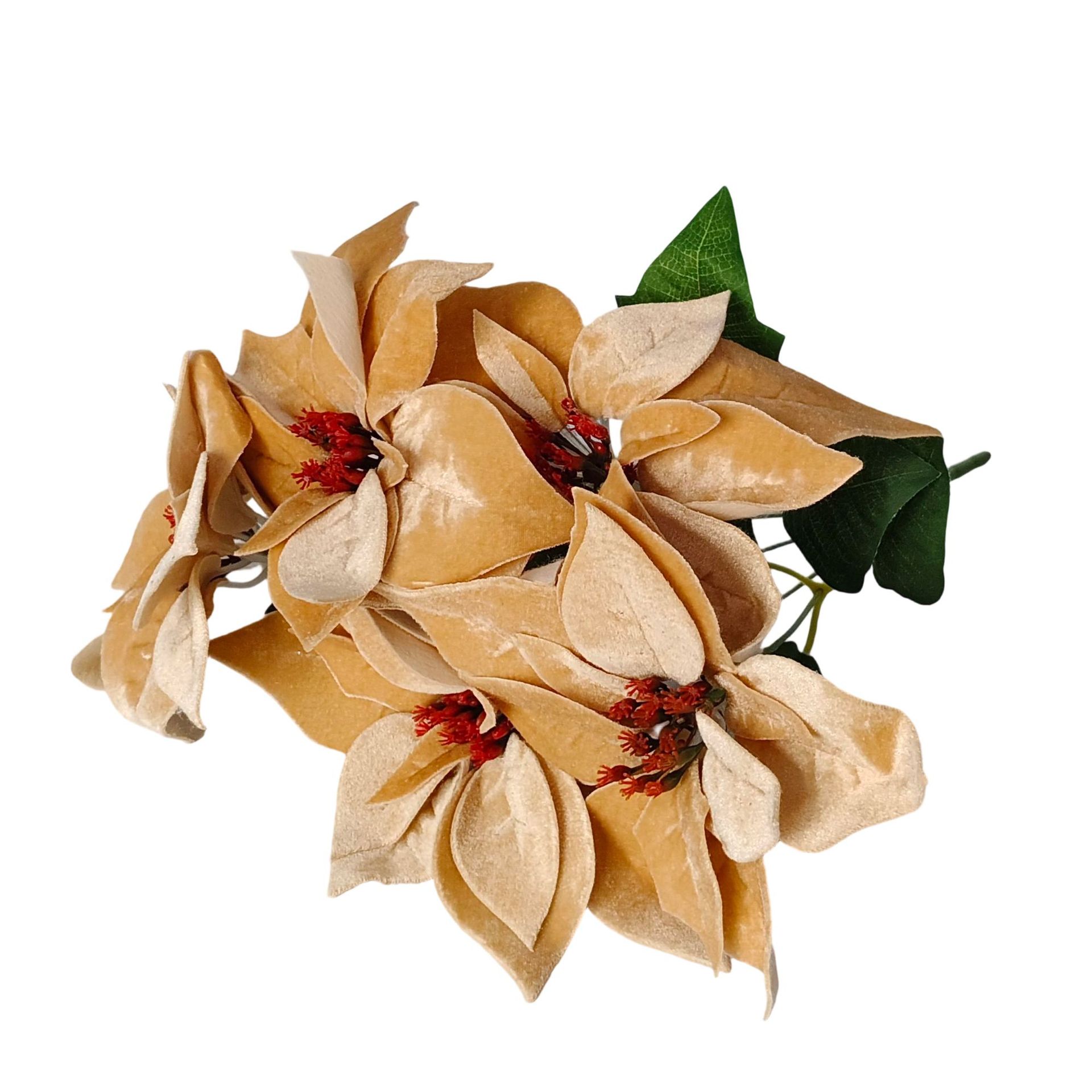 Nuevos productos transfronterizos flores de Navidad artificiales simulación de flores falsas de cártamo flor de Navidad decoración floral ramo de polvo de oro