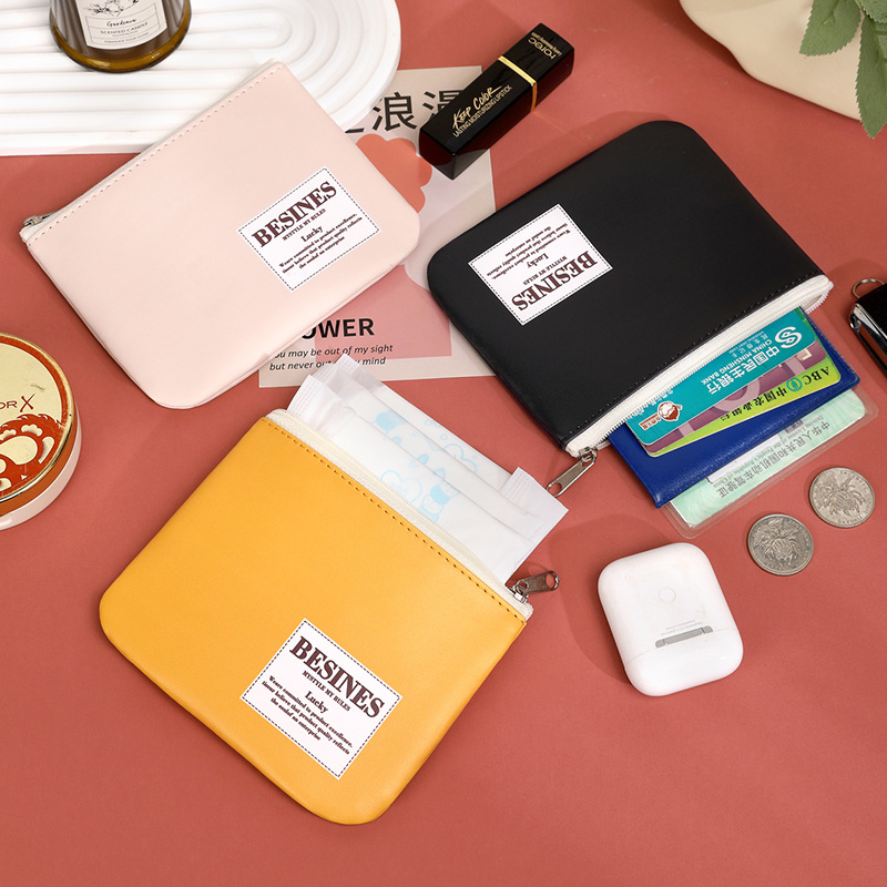 Bolso de cambio para mujeres mini estudiantes de cuero suave bolso de mano de llaves simple, delgado y compacto estilo coreano