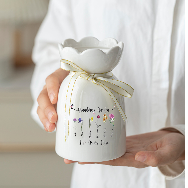 Temu Ceramic Vase Modern Restaurant Home Flower Arrangement Ornament Christmas Cross-Border White Minimalist Style Tabletop Vase