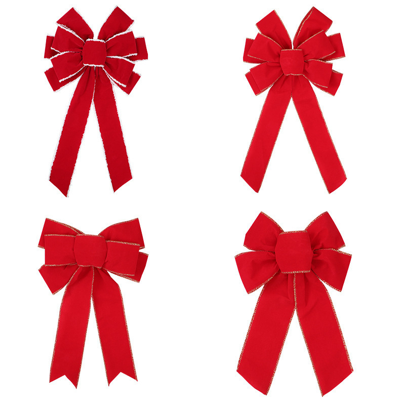 New Handmade Christmas Red Flocked Multi-Ear Bow Burgundy Velvet Christmas Decorations Christmas Tree Bow New Handmade Christmas Red Flocked Multi-Ear Bow Burgundy Velvet Christmas Decorations Christmas Tree Bow