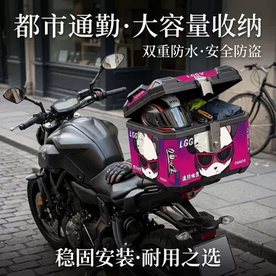 Motorcycle trunk — Tail Box for Electric Vehicles - bears-strong-will-rose-standard-configuration-shock-absorbing-base-plate-screw-pack