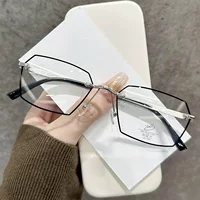 Мужские безрамные утренние режущие многоугольные очки для чтения новые модные классические металлические очки высокой четкости анти-синего света