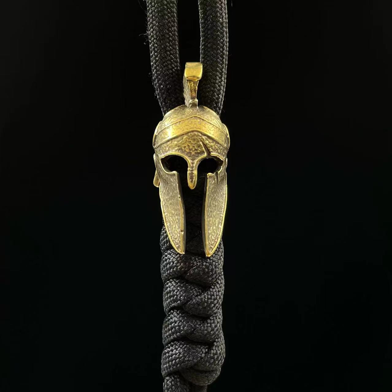 ebay速卖通热销EDC纯黄铜刀坠伞绳坠diy手电筒指虎坠铜斯巴达头盔|ru