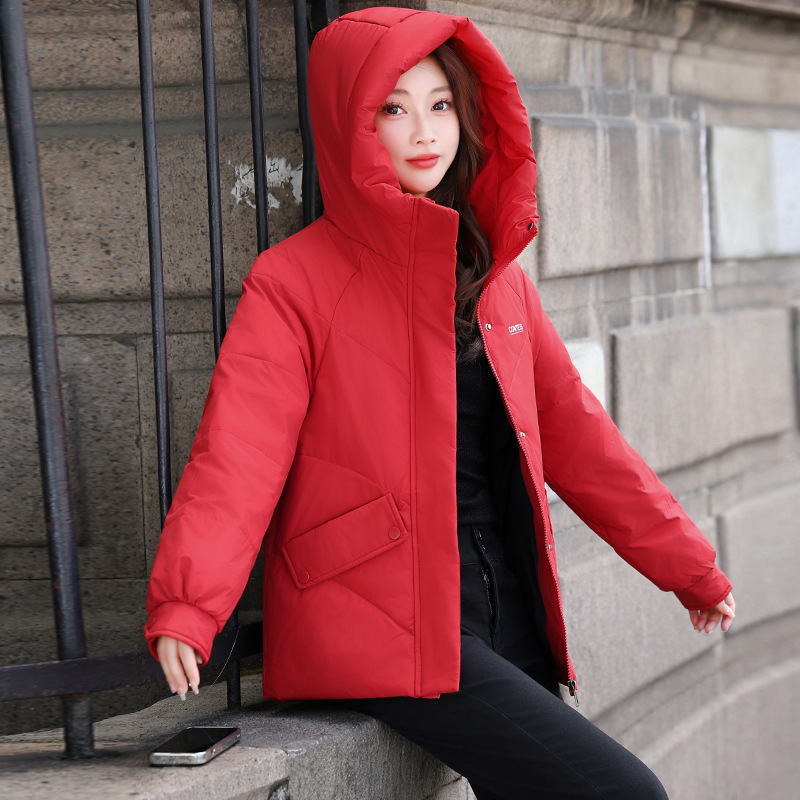 Nueva chaqueta de algodón de plumón para niñas corta chaqueta de algodón suelta de estilo coreano de color sólido versátil chaqueta caliente a prueba de frío para mujeres