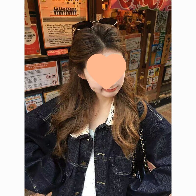 2025秋季新款美式复古拼接蕾丝牛仔外套女小众设计感休闲夹克上衣|undefined