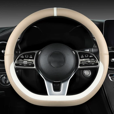 car supplies medium handle, Steering wheel cover - d-shaped-beige-white-plastic-ring-38cm