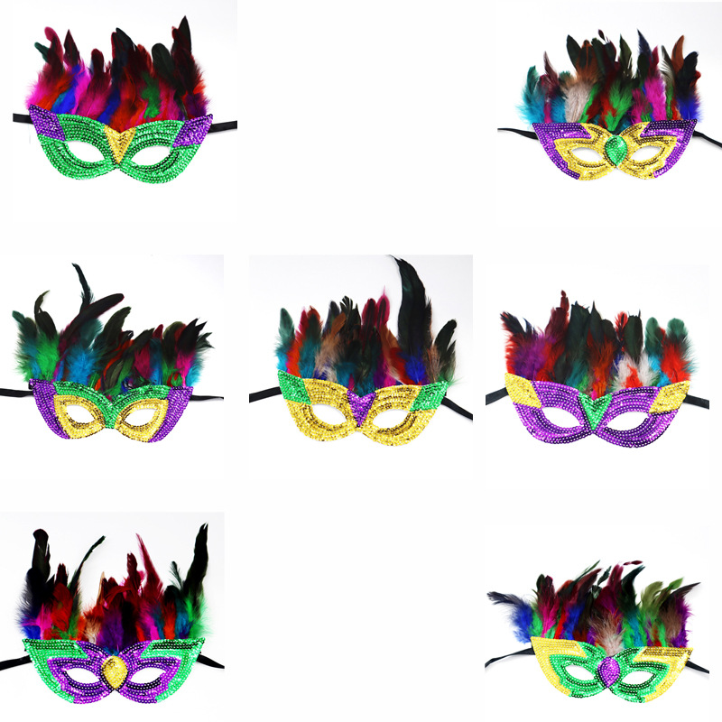Carnaval europeo y americano Mardi Gras máscaras doradas morada-verde - sequela máscaras de fiesta bar transfronterizas