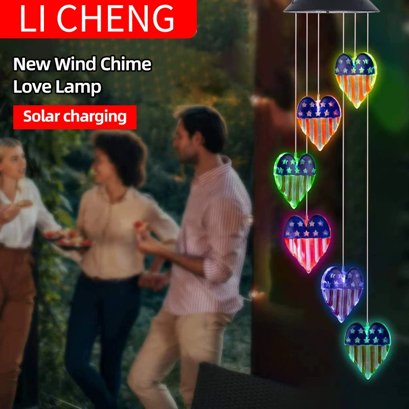Solar-colored wind chimes LED outdoor decor patio courtyard