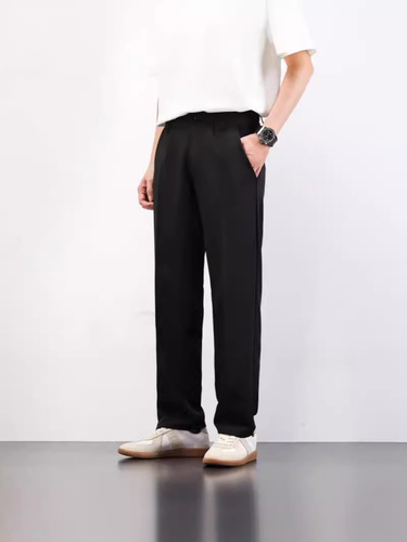 Spring and Summer New High-Quality Lightweight Business Casual Trousers with Elastic Design Sense, Niche Oversize Style
