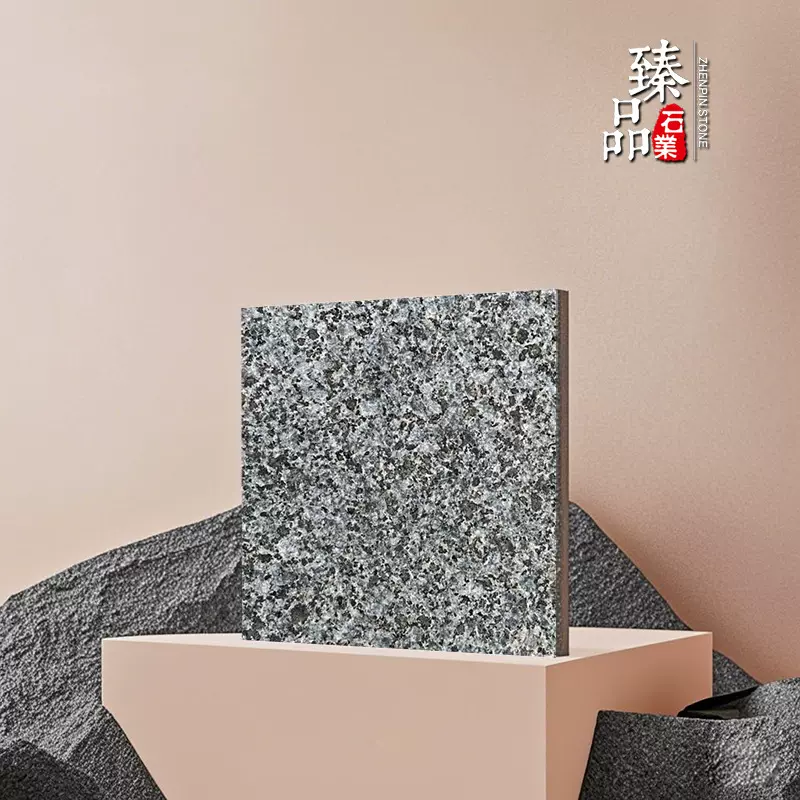 广西芝麻黑火烧面钟山青黑色花岗岩地铺石料板材火烧面天然石光面