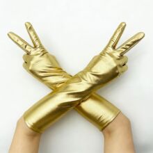 中长款漆皮手套 性感涂层手套 金银色亮皮长手套 钢管舞台表演手