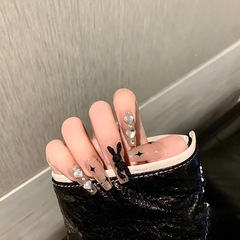 Dark Rabbit Glitter Diamond Fake Nail Patch Finished Manicure Removable Wearable Nail Art Patch A1