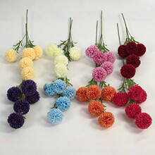 仿真花5头球菊单枝菊花人造假花蒲公英乒乓菊绣球花家居装饰批发