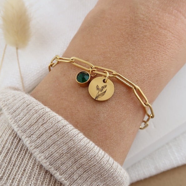 Titanium Steel Loop Bracelet December Birthstone Colorful Zircon Birthday Flower Various Warm Patterns Customized Family Gifts