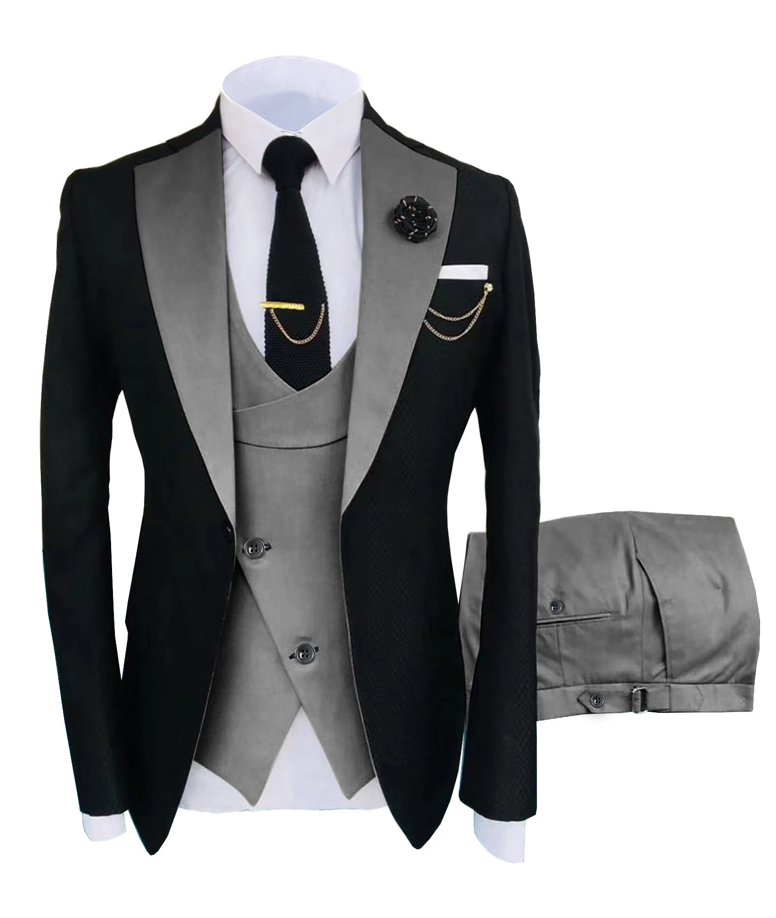Классический костюм куртка, свадебное платье, жилет, брюки, набор, slim fit