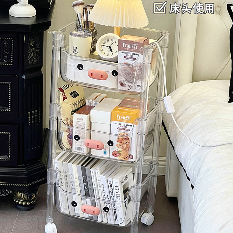 Piso Trolley móvil merienda gabinete de almacenamiento de múltiples capas de noche estantería dormitorio hogar artefacto rack de almacenamiento