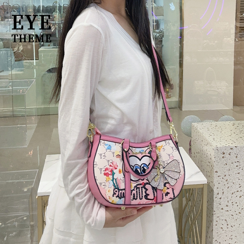 2025 impresión de tendencia color macarón forma cremallera bolsos de mano personalidad versátil bolsos de estudiantes 2840 #