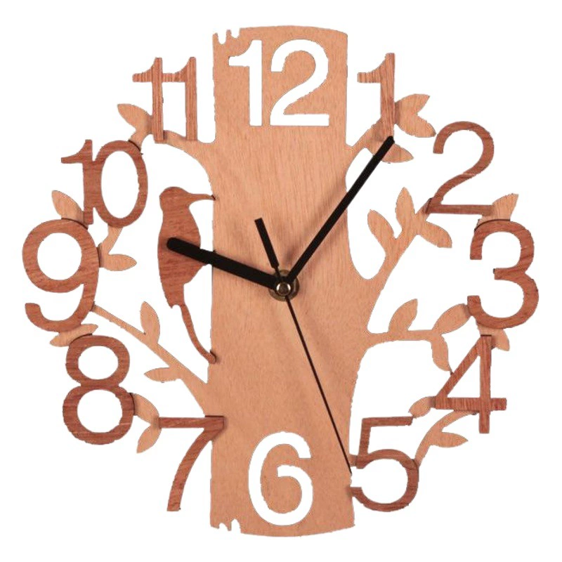 Производитель бестселлеров Amazon напрямую поставляет двухслойные трехмерные настенные часы с птицами, домашние деревянные креативные настенные часы.