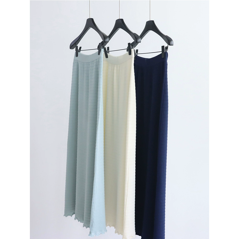 Текстурированная трикотажная юбка-миди из лиоцелла Tencel, летняя свободная длинная юбка трапециевидной формы, универсальная эластичная талия с рюшами по подолу