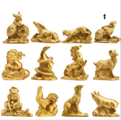銅の干支装飾品、ねずみ、牛、虎、ウサギ、龍、ヘビ、馬、羊、鶏、犬、豚の装飾品、銅器メーカー卸売